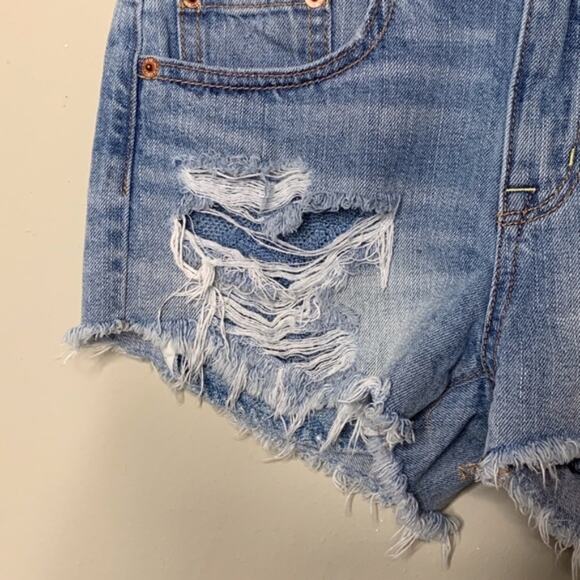 AE Blue Lace Distressed Hi Rise‎ Festival Shorts 2 - Picture 4 of 7